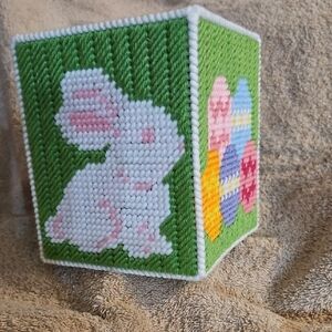 Colorful Bunny and Eggs Homemade Tissue Box Cover